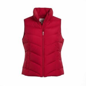 Lands' End NWT Hyper Dry Allied Feather 600 Down Zip Up Puffer Vest Blue Red XS